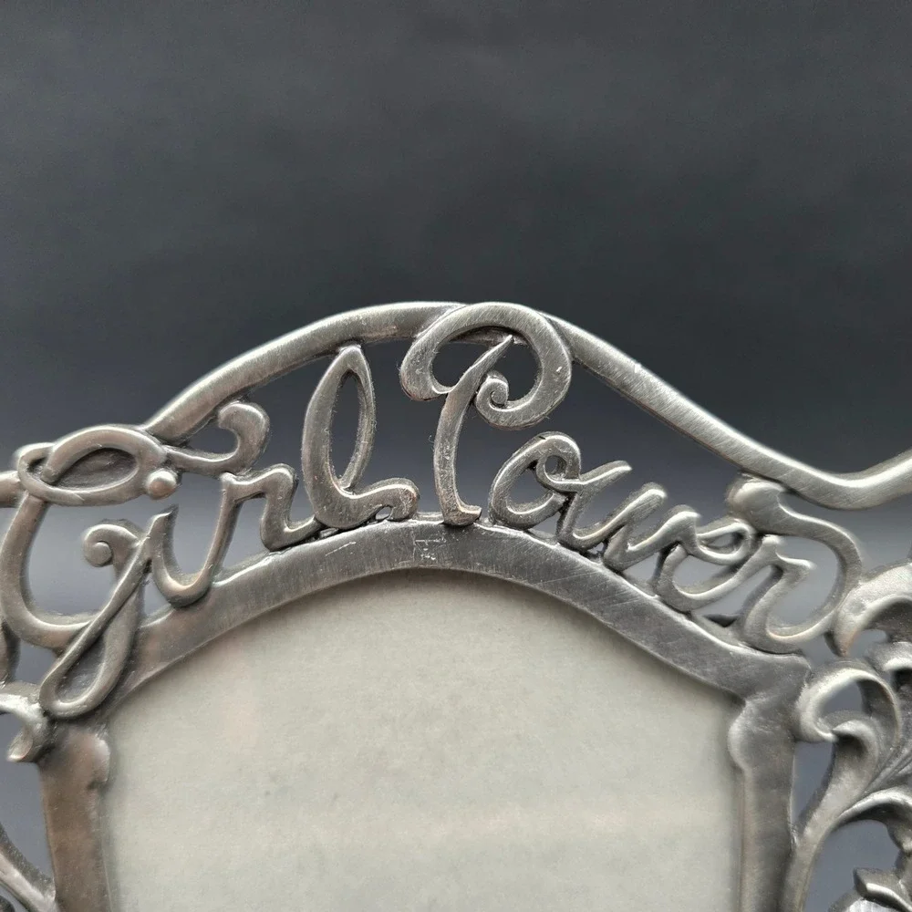 HK Perfect Girl Power Vintage Pewter Style Photo Frame Girls Puppy Butterfly 5x6